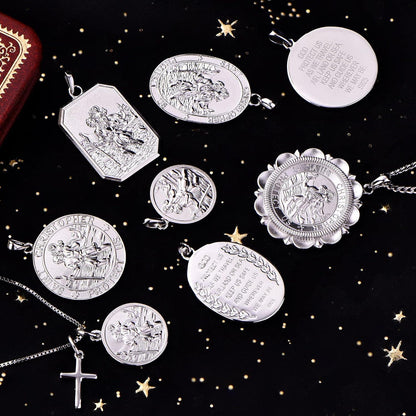 Heiliger Christophorus Kette 925 Sterling Silber 60cm Medaille