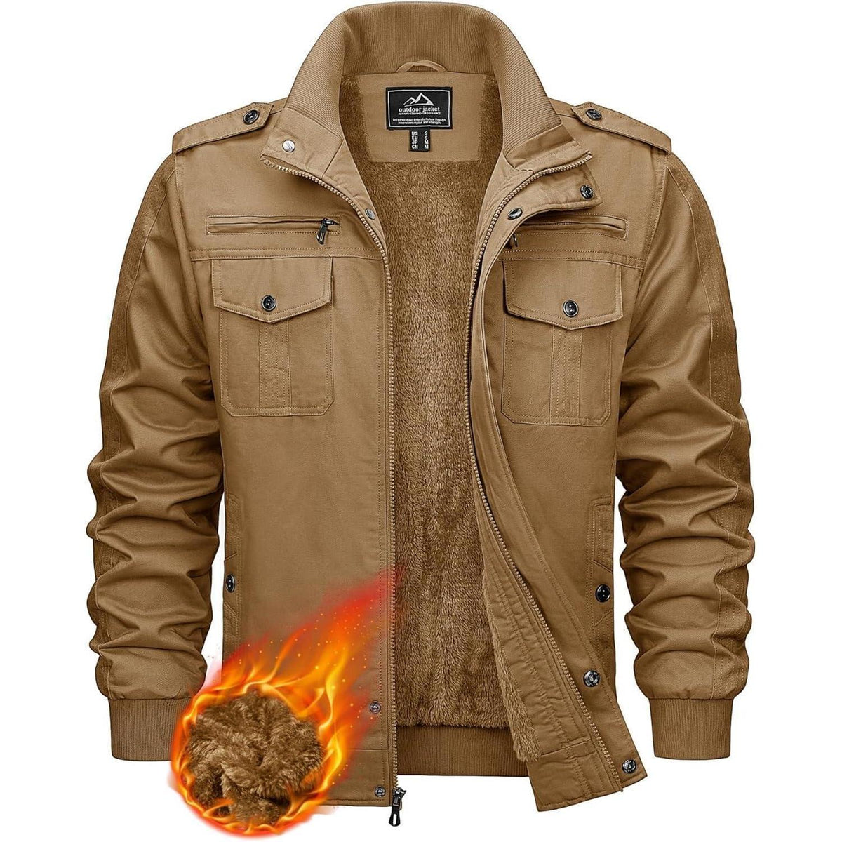 Herren Winterjacke Sherpa gefüttert Khaki M