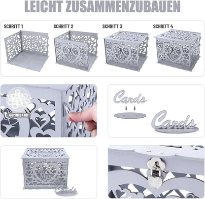 Holz Hochzeit Geschenkkartenbox Vintage Briefbox mit Schloss