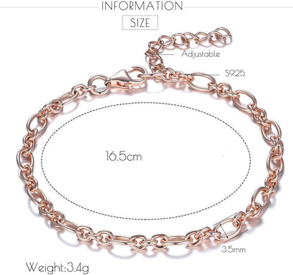 Damenarmband 925 Silber Elegant Geschenk Hochzeit Rose Gold