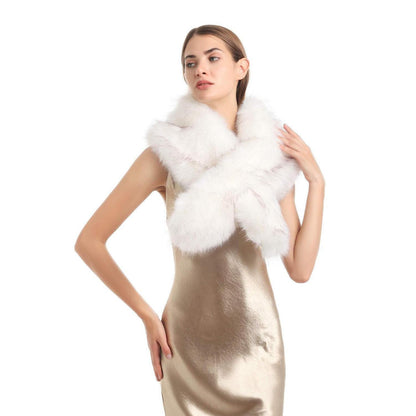Damen Kunstfell Kragen Weiß 120cm Winter Schal