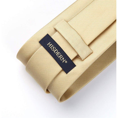Herren Krawatten-Set mit Einstecktuch & Krawattenklammer, Beige