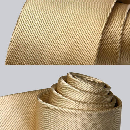 Herren Krawatten-Set mit Einstecktuch & Krawattenklammer, Beige