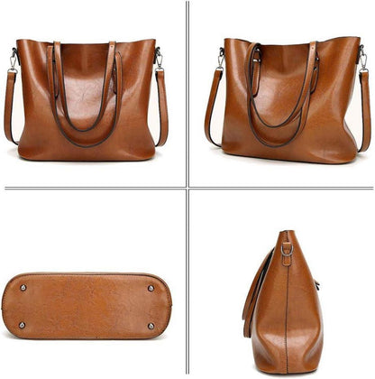Tote Shopper Schultertasche Umhängetasche Handtasche PU-Leder Weinrot