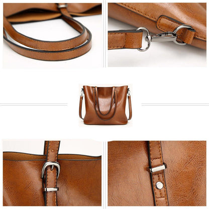 Damen Tote Schultertasche Weinrot PU-Leder große Kapazität