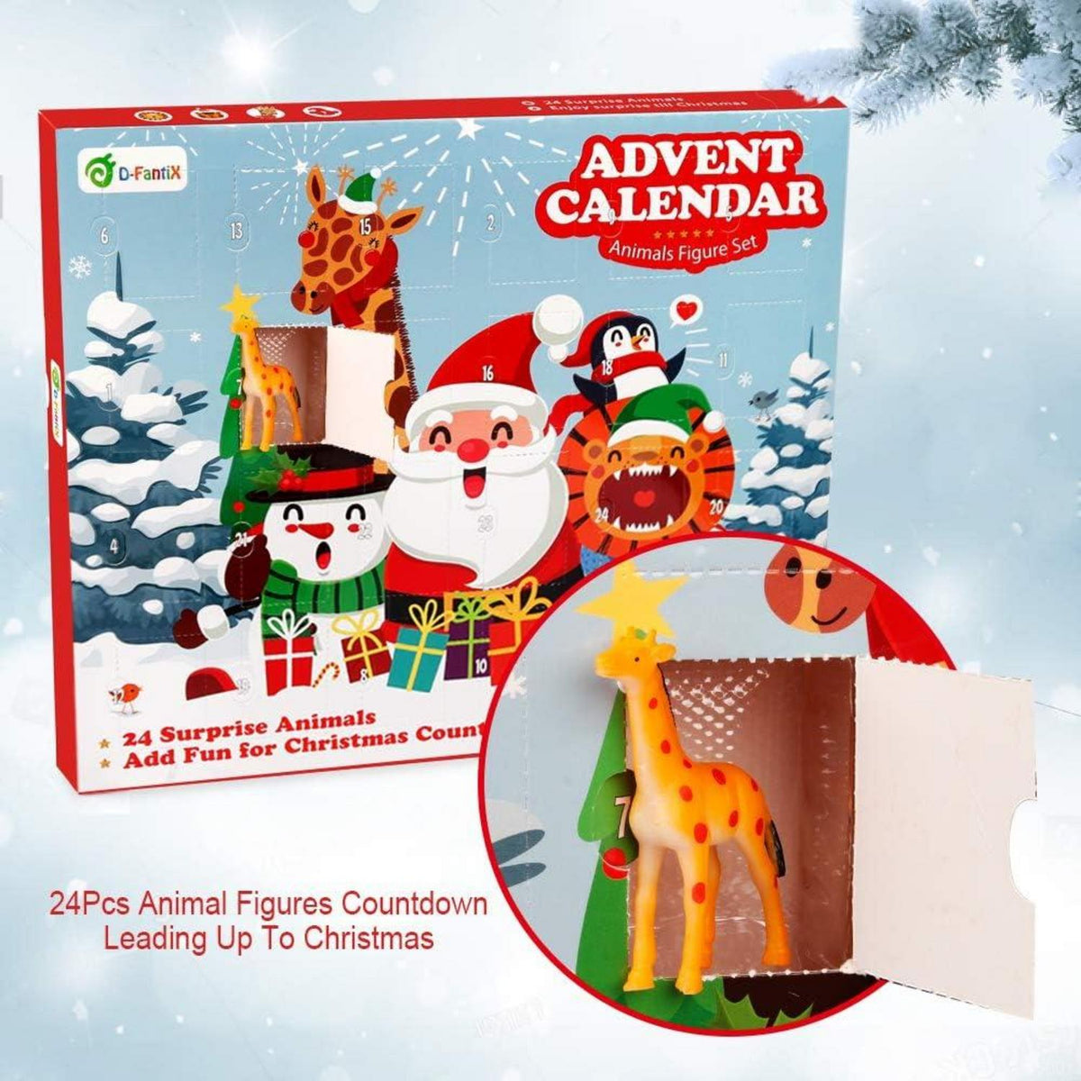 D-FantiX Kinder Tiere Figuren Adventskalender 2024 für Jungen Mädchen