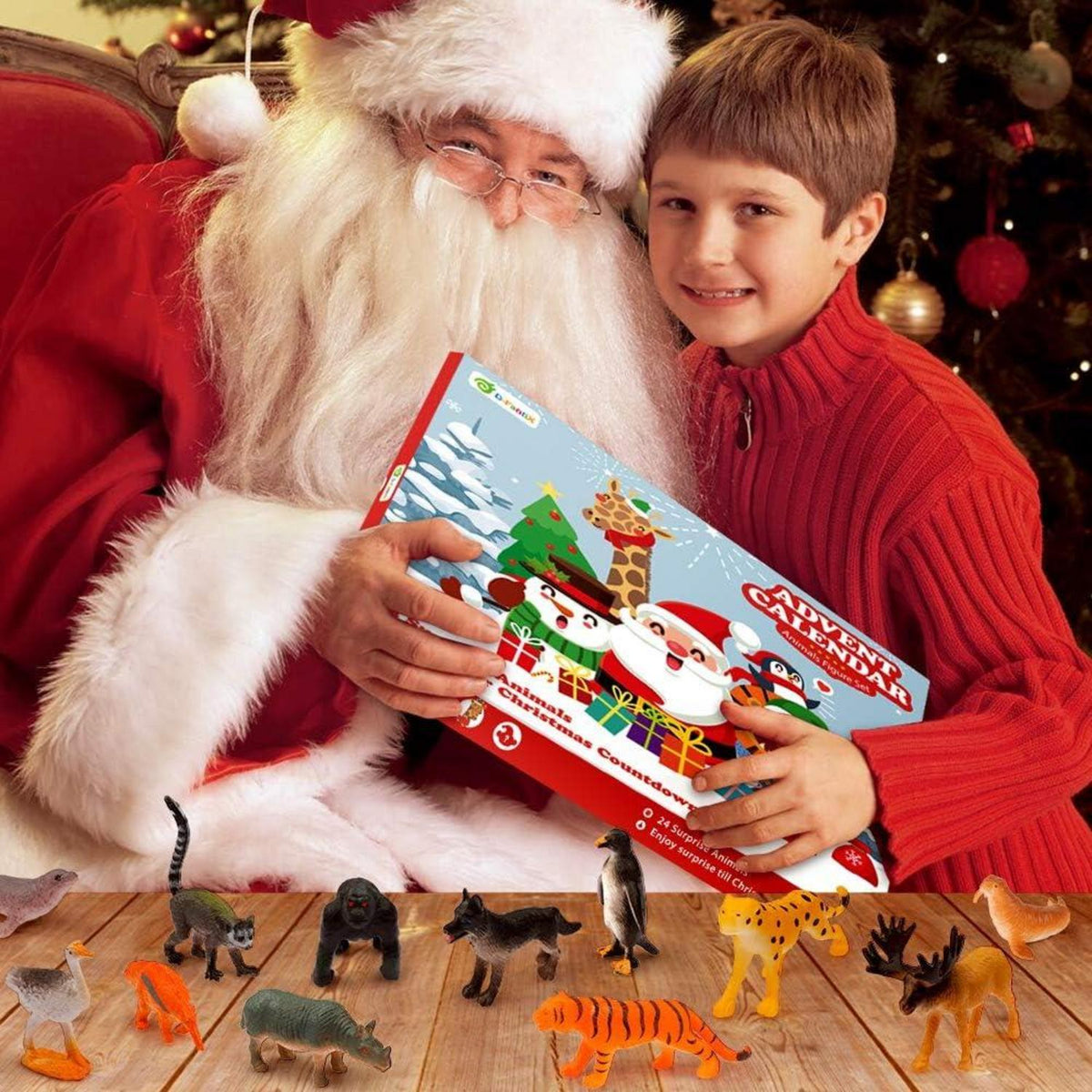 Kinder Tiere Figuren Adventskalender 2024 Realistische Tierfigur Xmas 24 Tage