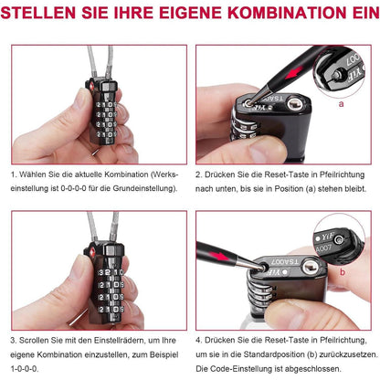 TSA Zahlenschloss für Gepäck, Koffer & Rucksack (2er