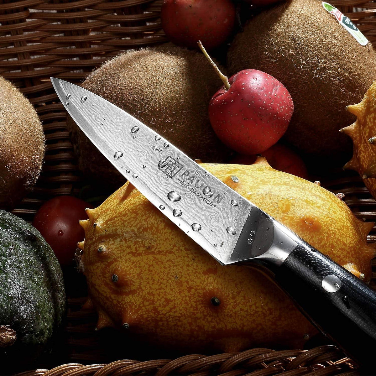 PAUDIN Damast Schälmesser 9 cm - Japanisches VG10 Küchenmesser Obstmesser