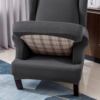 Ohrensesselüberzug 2-teilig Dunkelgrau – Jacquard Stretchhusse