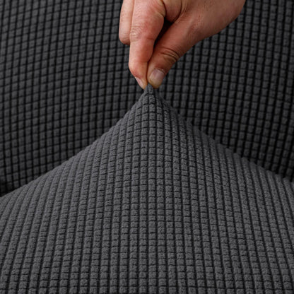 Ohrensesselüberzug 2-teilig Dunkelgrau – Jacquard Stretchhusse