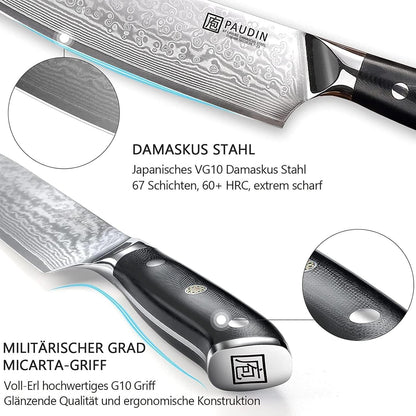 PAUDIN Damastmesser 20cm Küchenmesser VG10-Stahl