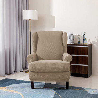 Ohrensesselüberzug 2-teilig Jacquard – Sandfarben