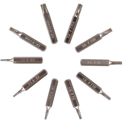 10er Torx Schraubendreher Bit Set 4mm Sechskantschaft CR-V Stahl T3-T20
