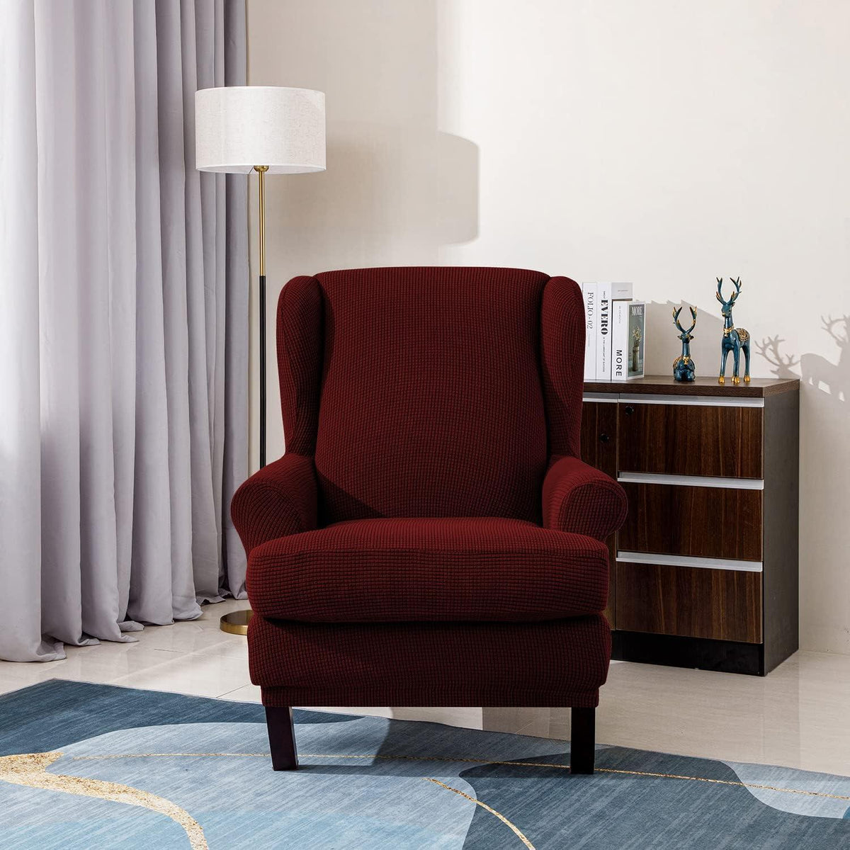 Ohrensesselüberzug 2-teilig Jacquard – Weinrot