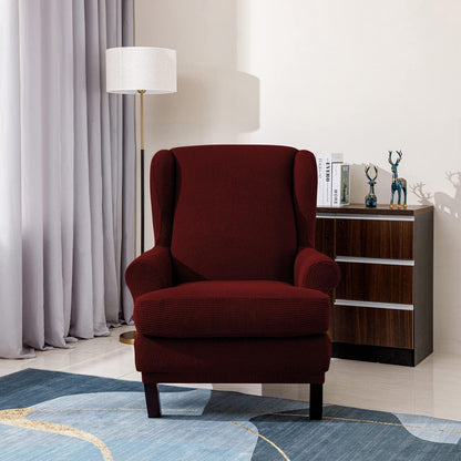 Ohrensesselüberzug 2-teilig Jacquard – Weinrot