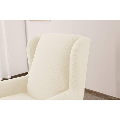 Ohrensesselüberzug 2-teilig Jacquard, Cremefarben