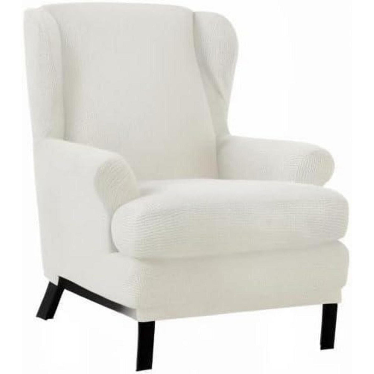 Ohrensesselüberzug 2-teilig Jacquard, Cremefarben
