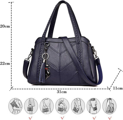 Damen Schultertasche Hobo Handtasche PU-Leder Schwarz Coolives
