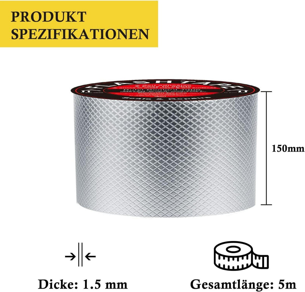 Wasserdichtes Alu Butyl Klebeband 15cm x 5m - Dach