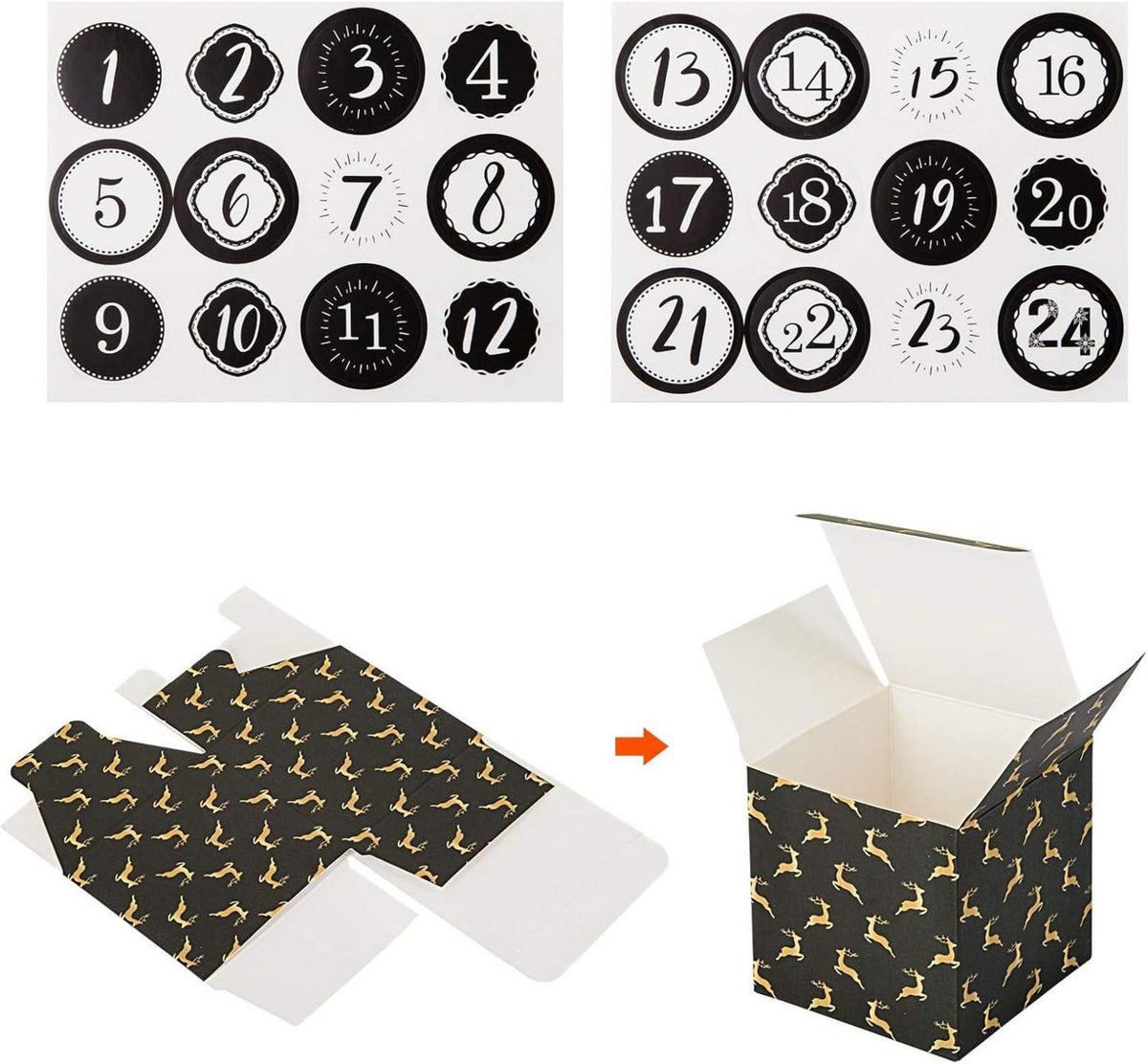 Adventskalender zum Befüllen 24 Boxen Schwarz