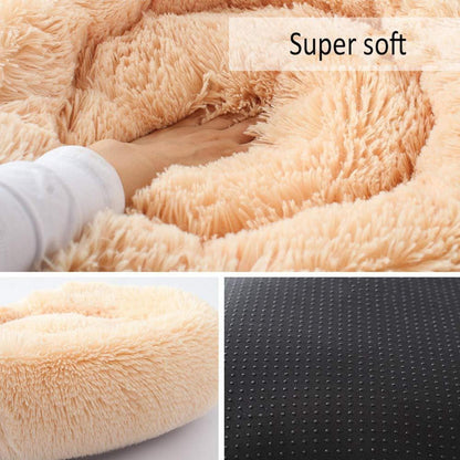 Rundes Hundebett Deluxe Plüsch XXL 120cm Beige