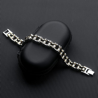 Herren Edelstahl Armband Fahrradkette Biker Gliederkette 21.5cm