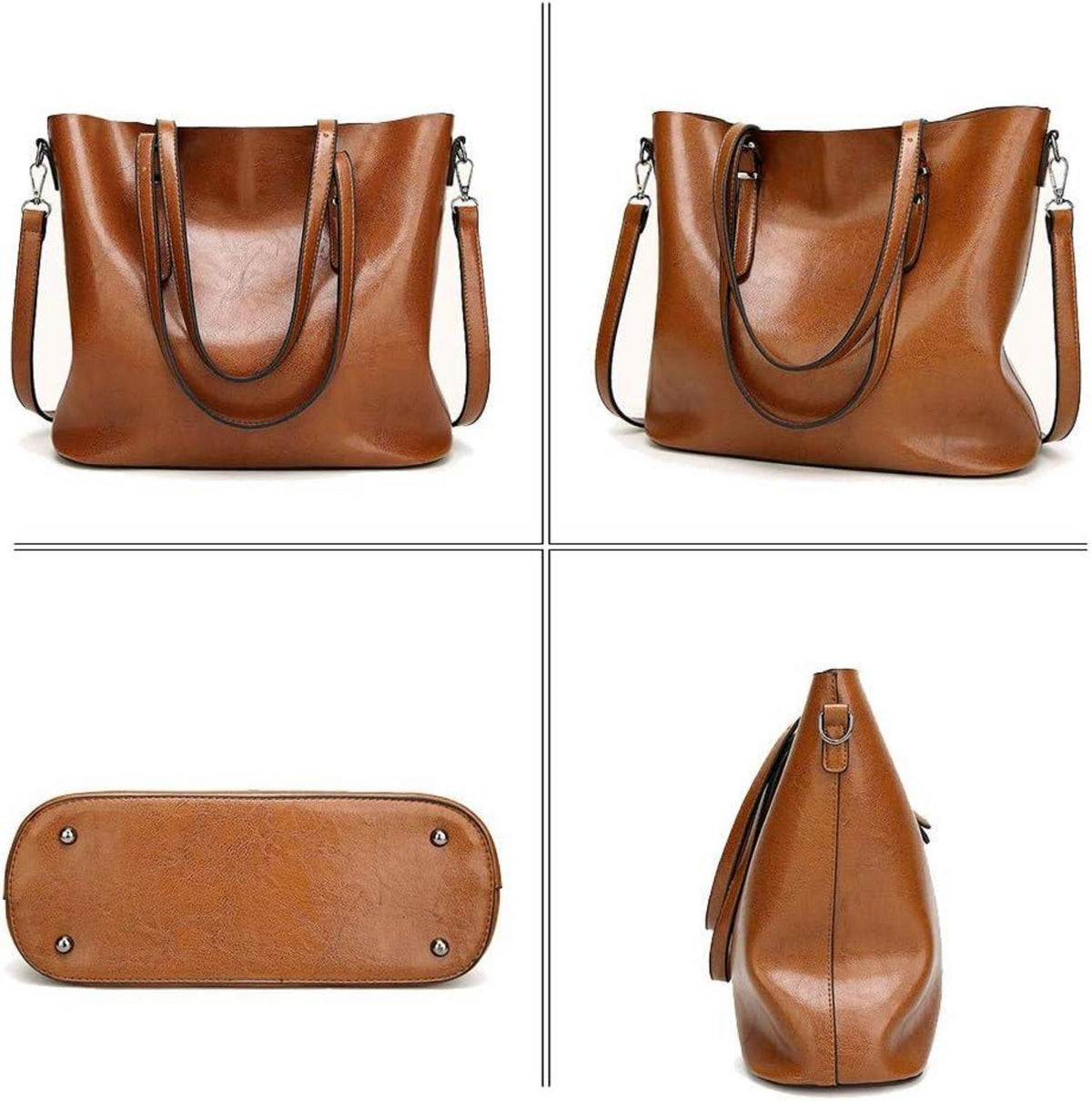 Große Damen Tote Shopper Handtasche PU-Leder Schultertasche Kaffee