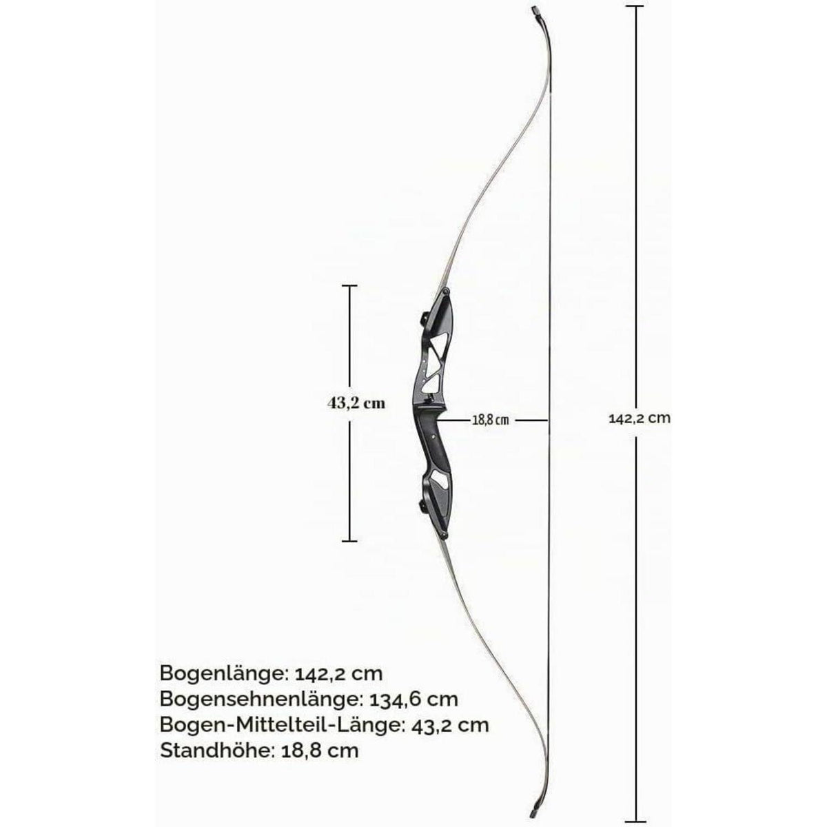 Recurvebogen Set 56" für Erwachsene – Jagd & Zielübung