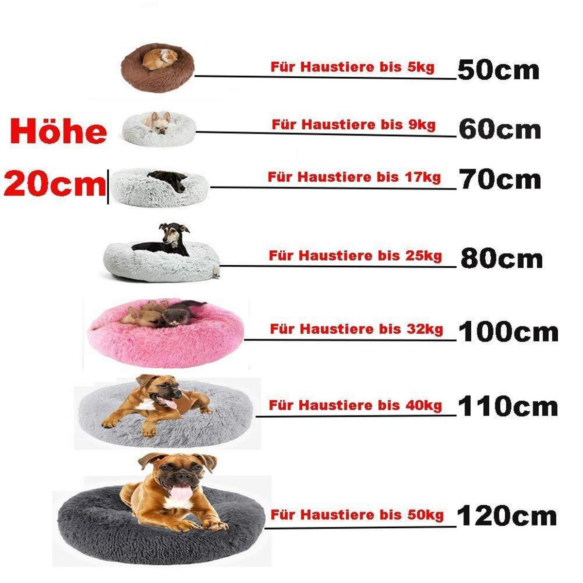 Flauschiges Donut Hundebett – Warmes Kissen für Hunde & Katzen, 120cm
