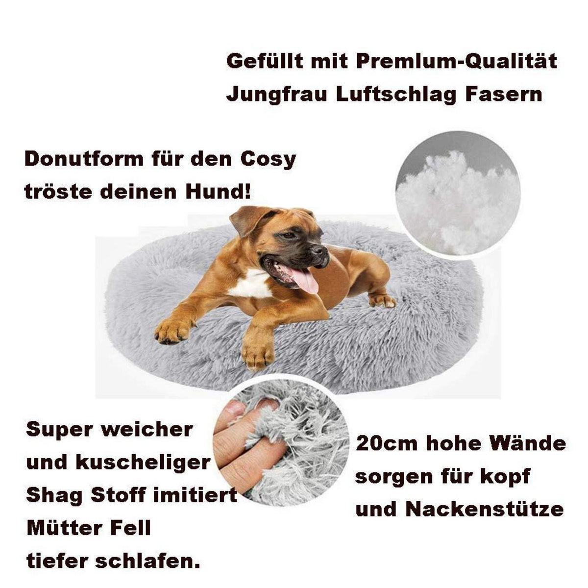 Flauschiges Donut Hundebett – Warmes Kissen für Hunde & Katzen, 120cm