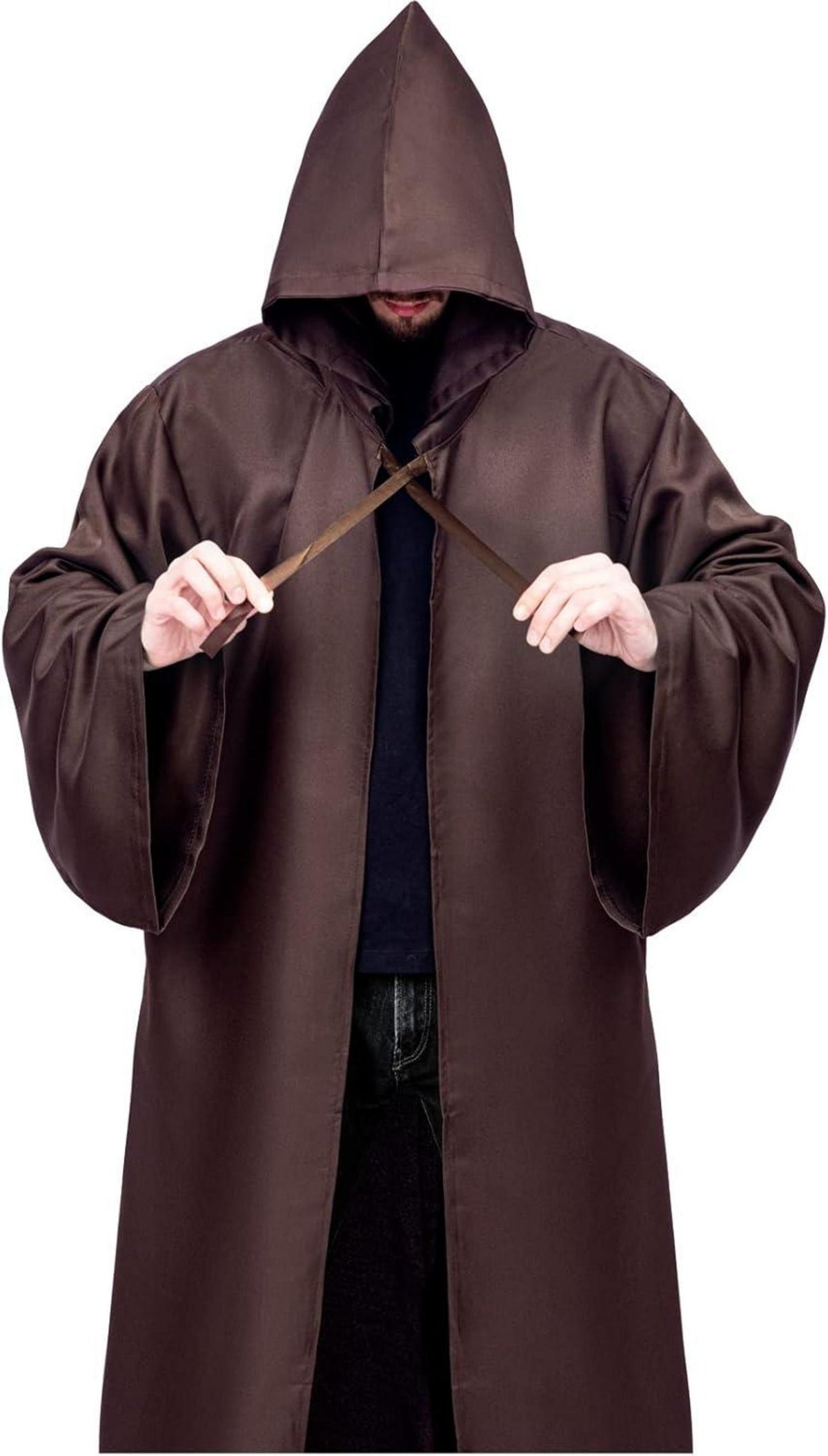 Umhang mit Kapuze Herren Robe Halloween Cosplay kostüm XXL Braun