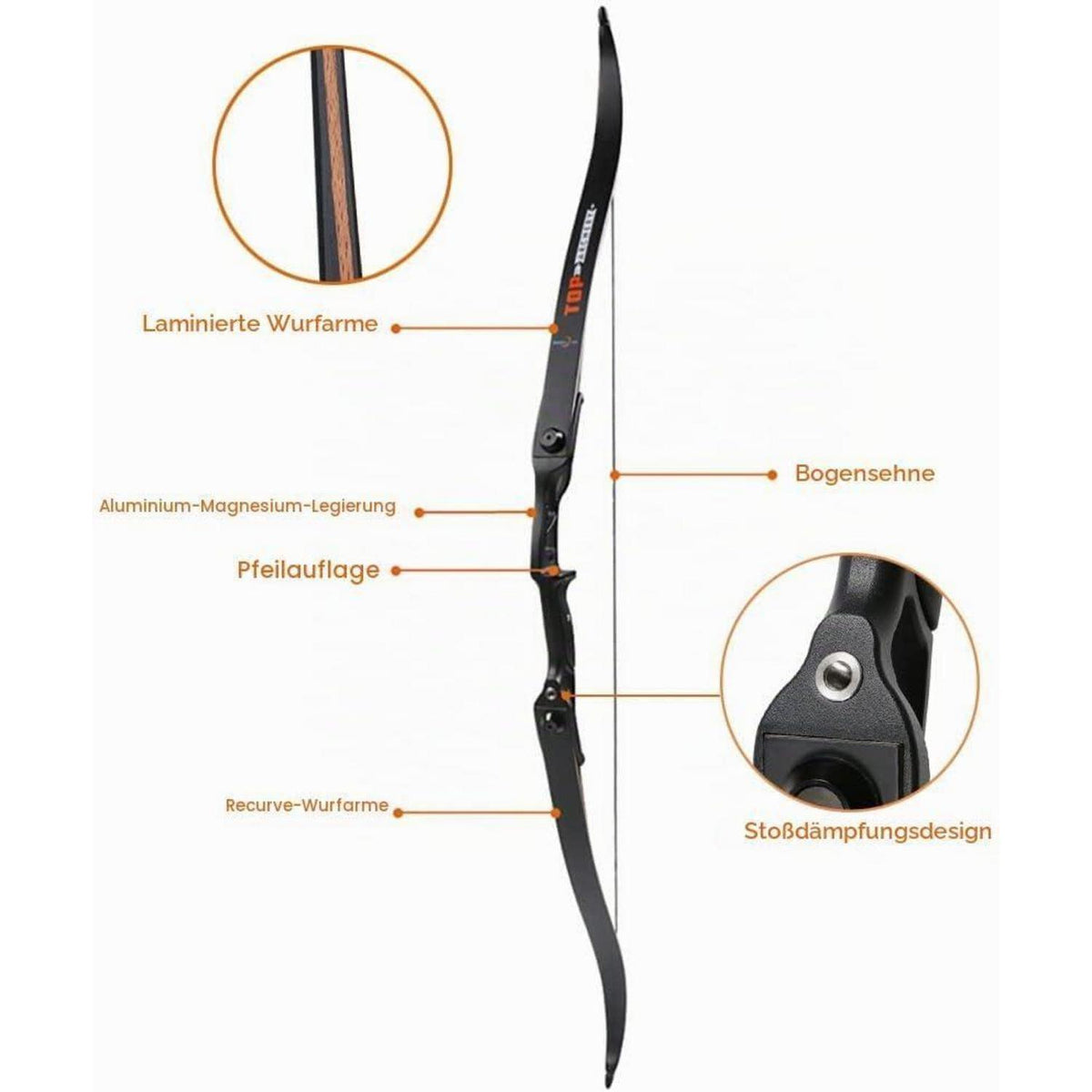 56" Takedown Recurvebogen Set für Erwachsene – Jagd & Zielübung