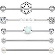 14G Industrial Piercing Barbell Set 35-38mm 5 Stile 316L