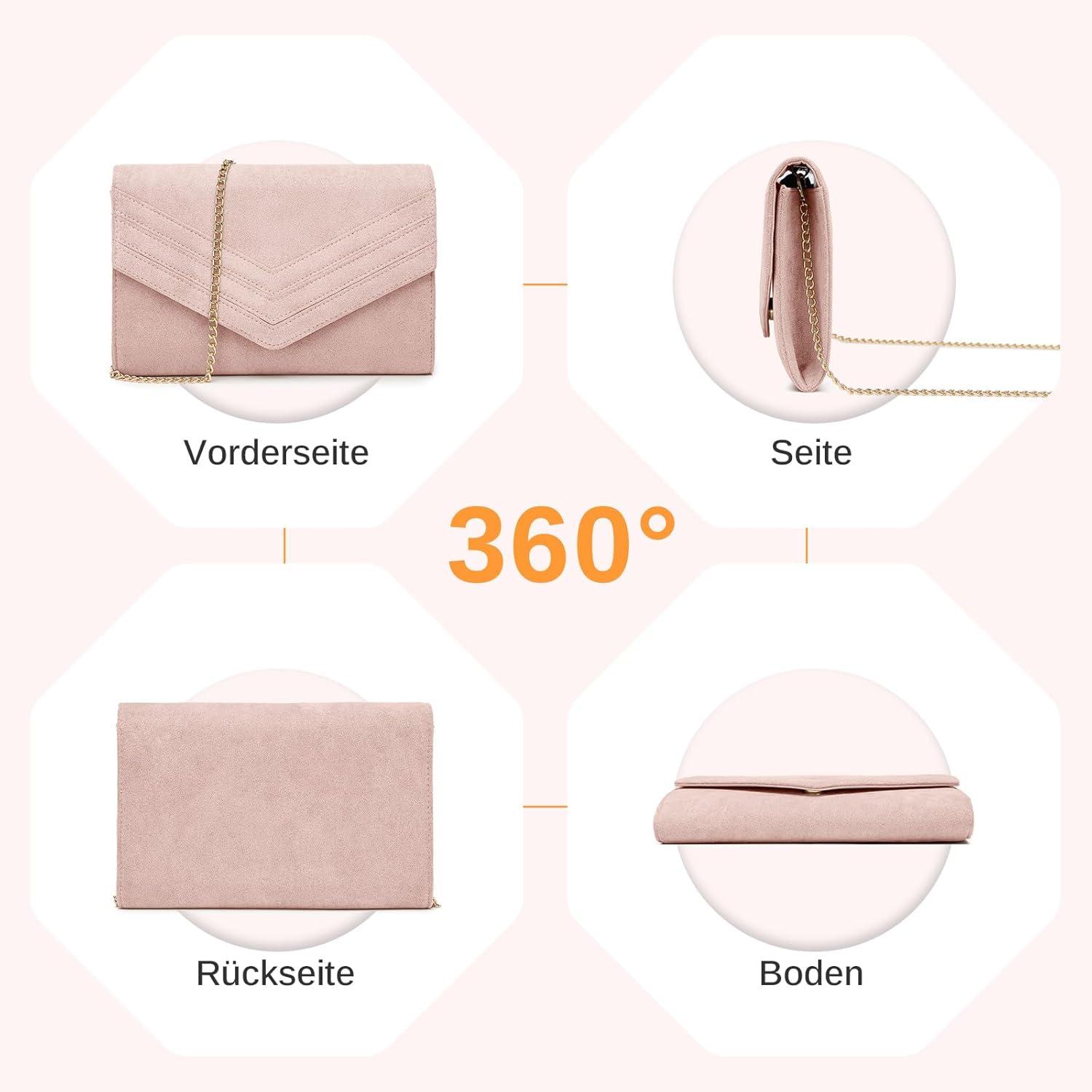 Damen Clutch Envelope Abendtasche Elegant Kettentasche Schwarz