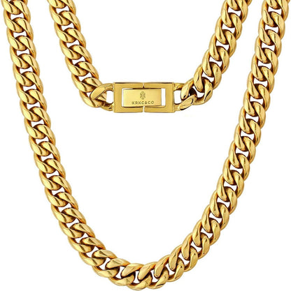 Panzerkette 18K Gold beschichtet Cuban Link Chain 50.8cm 10/12/14mm