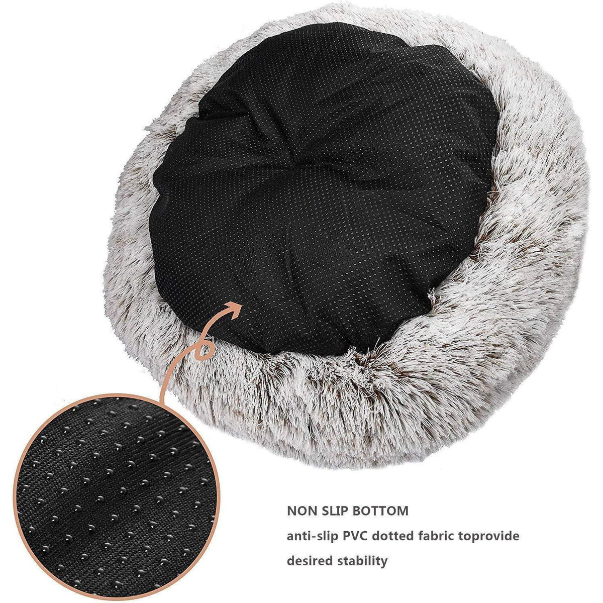 Flauschiges Haustierbett Donut für Hunde & Katzen, Braun 110cm