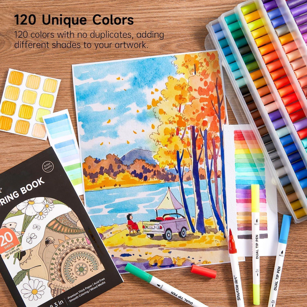 120 Farben Dual Brush Pen Set mit Pinsel- und Finelinerspitze