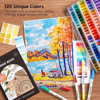 120 Farben Dual Brush Pen Set mit Pinsel- und Finelinerspitze