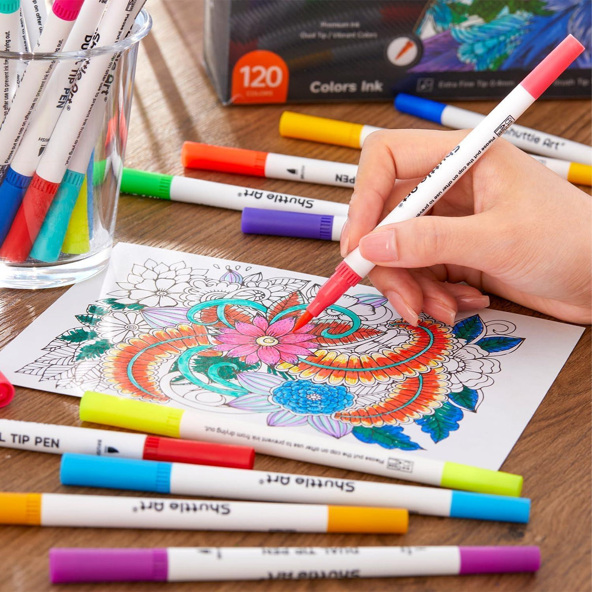 120 Farben Dual Brush Pen Set mit Pinsel- und Finelinerspitze