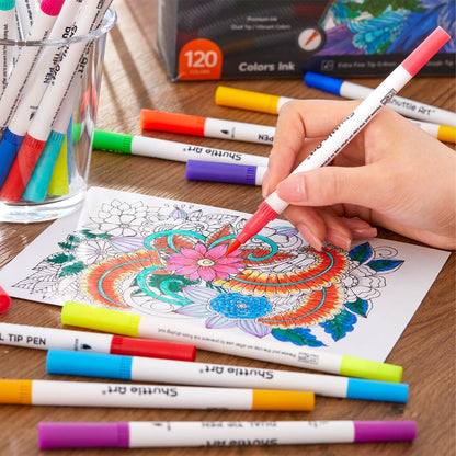 120 Farben Dual Brush Pen Set mit Pinsel- und Finelinerspitze