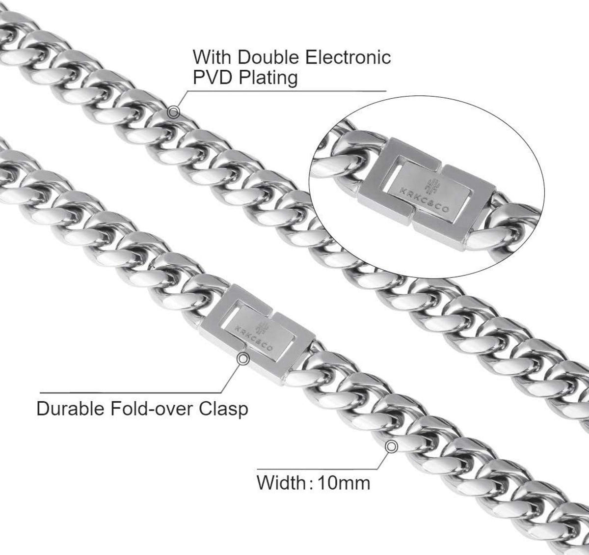 Panzerkette Herren Halskette 18K Gold Cuban Link Chain 10mm