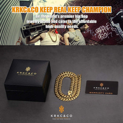 Panzerkette Herren Halskette 18K Gold beschichtet Cuban Link Chain