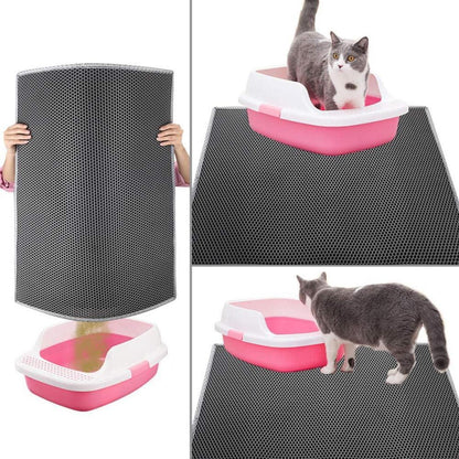 Katzenklo Matte Katzenstreu Waben Design wasserdichte Doppelte Schichte (Grau