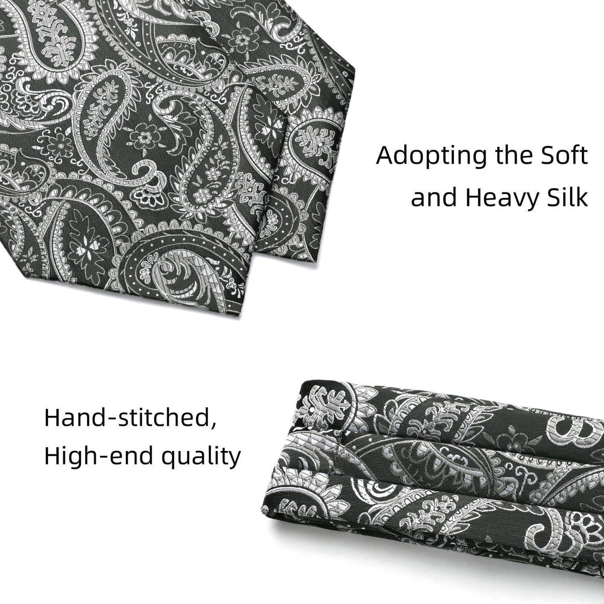 Herren Krawattenschal Set Paisley Grau/Silber
