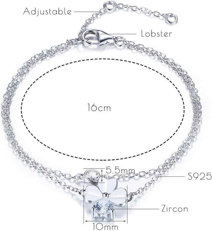 Damen Armband 925 Sterling Silber Zirkonia Anhänger Weiss