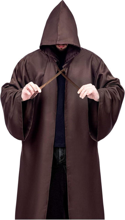 Umhang mit Kapuze Herren Robe Halloween Kostüm Braun S