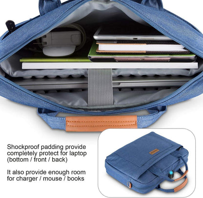15.6 Zoll Laptop Aktentasche Handtasche Schultertasche Blau - gepolstertes Fach, leicht und stabil