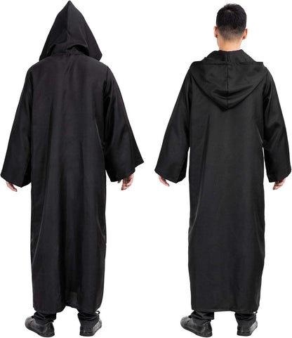 Umhang mit Kapuze Halloween Cape Erwachsene Herren Robe XL Schwarz