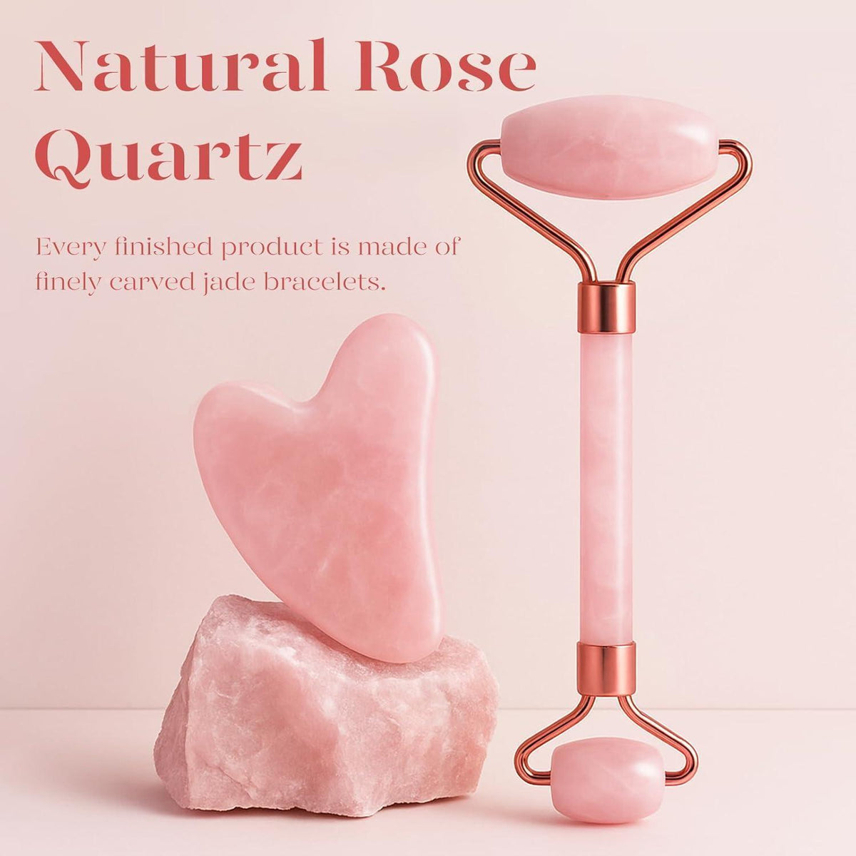 Gua Sha & Rosenquarz Roller Set für strahlende Haut